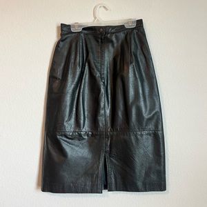 Black Midi Leather Skirt